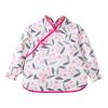 Chinese Style Baby Eating Bibs Inner Waterproof Kids Apron Girls Long Sleeve Painting Eating Smock,Pink Cherry