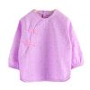 Purple Hearts Baby Eating Smock Inner Waterproof Chinese Style Kids Bibs Long Sleeve Princess Apron