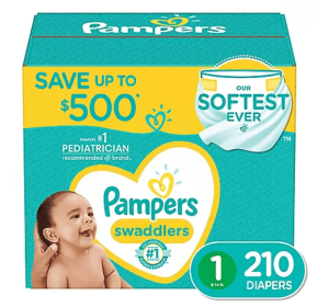 Pampers Swaddlers Softest Ever Diapers Size 1 - 210 ct.