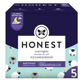 The Honest Company Overnight Baby Diapers, Sleepy Sheep, Size 5, 44 ct