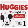 Huggies Snug & Dry Baby Diapers Size 1;  Count 108