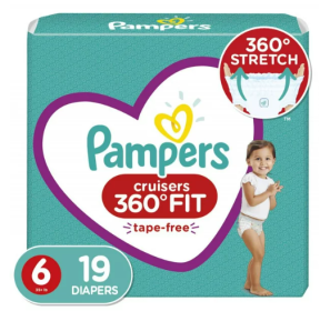 Pampers Cruisers 360 Fit Diapers, Active Comfort, Size 6, 19 ct