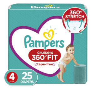 Pampers Cruisers 360 Fit Active Comfort Diapers, Size 4, 25 Ct