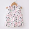 White Pink Cherry Baby's Inner Waterproof Apron Eating Smock Girl's Princess Smock Sleeveless Bib