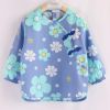 Blue Flower Baby Eating Smock Inner Waterproof Chinese Style Kids Bibs Long Sleeve Princess Apron