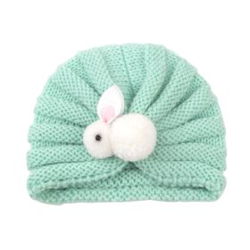 Children Wool Knitted Hat Autumn And Winter (Option: Turquoise Blue Rabbit)