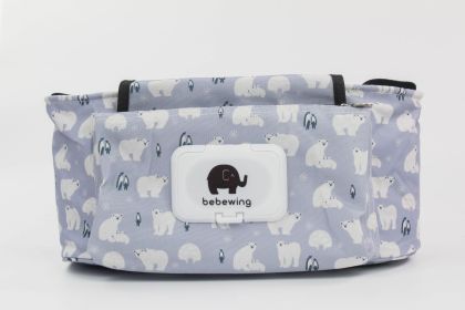 Korea Outing Traveling Shopping Baby Stroller Hanging Bag Baby Bottle Diaper Mummy Storage Bag (Option: White bears)