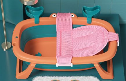 Baby Bathtub Foldable Bathtub Newborn Products (Option: Orange with bath net)