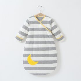 Anti-jump Thickening Of Baby Sleeping Bag In Autumn And Winter (Option: Grey striped moon thickened-S)