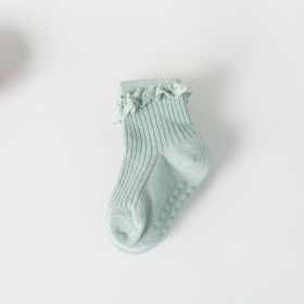 Children's Non-slip Spring And Autumn Cotton Socks (Option: Green Blype Lace-S)