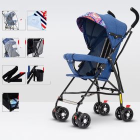 Sit And Lie Down Baby Portable Folding Simple Trolley (Option: Exclusive version blue)