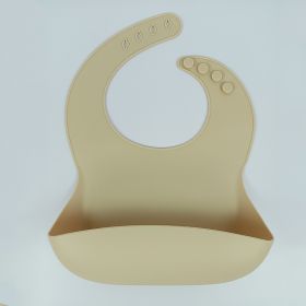 New Children Eating Silicone Bib (Color: Beige)