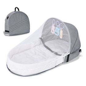 Portable Crib Nest Folding Movable Newborn Cushion Bed Anti-pressure Protection (Color: Grey)