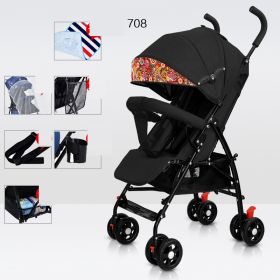 Sit And Lie Down Baby Portable Folding Simple Trolley (Option: 708flagship version black)