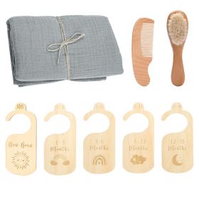 Baby Born Gift Set Wool Brush Baby Skin-friendly Bath Towel Baby One Month Old One Hundred Days Gift Box (Option: Grey Suit)