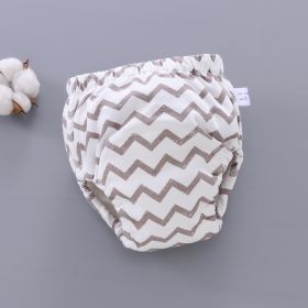 Baby Training Pants Washable 6-layer Gauze Diaper Cover (Option: Khaki Stripe Wave-S Code-5PCS)