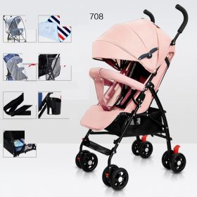 Sit And Lie Down Baby Portable Folding Simple Trolley (Option: 708Exclusive Edition Pink)