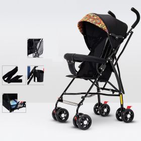 Sit And Lie Down Baby Portable Folding Simple Trolley (Option: Flagship Black)