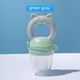 Baby Fruit And Vegetable Complementary Food Teether Baby Fruit Teether Bite Fruit And Vegetable Le Pacifier Silicone Milk (Option: Gray Green S)