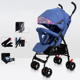 Sit And Lie Down Baby Portable Folding Simple Trolley (Option: 708Deluxe Blue)