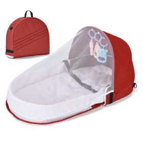 Portable Crib Nest Folding Movable Newborn Cushion Bed Anti-pressure Protection (Color: Red)