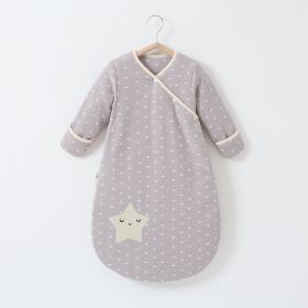 Anti-jump Thickening Of Baby Sleeping Bag In Autumn And Winter (Option: Grey stars thickened-S)