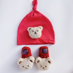 Spring Baby Boys And Girls Socks Hat Suit (Option: Red Suit)