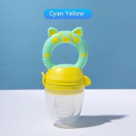 Baby Fruit And Vegetable Complementary Food Teether Baby Fruit Teether Bite Fruit And Vegetable Le Pacifier Silicone Milk (Option: Bluish Yellow M)