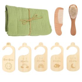 Baby Born Gift Set Wool Brush Baby Skin-friendly Bath Towel Baby One Month Old One Hundred Days Gift Box (Option: Mustard Green Set)