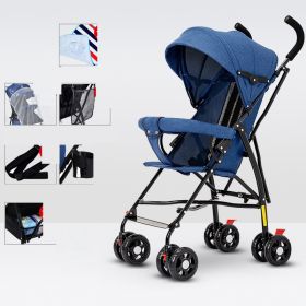 Sit And Lie Down Baby Portable Folding Simple Trolley (Option: Flagship version sapphire blue)