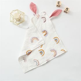 Baby Rabbit Ears Appeasing Towel Cotton Cloth To Sleep With Hug Blanket (Option: White Background Rainbow-30 √ó 30cm)