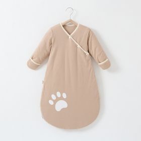 Anti-jump Thickening Of Baby Sleeping Bag In Autumn And Winter (Option: Khaki Palm Print Thickened-S)