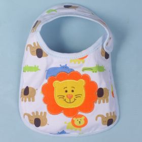 Optional Baby Bib Children's Cotton Three-layer Waterproof Saliva Towel (Option: Lion)