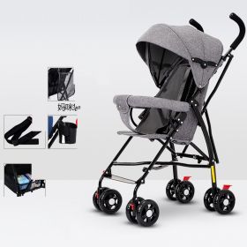 Sit And Lie Down Baby Portable Folding Simple Trolley (Option: Deluxe Grey)