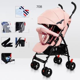 Sit And Lie Down Baby Portable Folding Simple Trolley (Option: 708flagship version Pink)