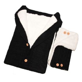 Anti-kick Sleeping Bag Wool Knitted Baby Outdoor (Option: Black-68x40cm)