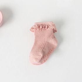 Children's Non-slip Spring And Autumn Cotton Socks (Option: Pink Color Blype Lace-S)