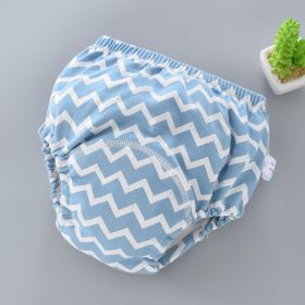 Baby Training Pants Washable 6-layer Gauze Diaper Cover (Option: Blue Background Striped Wave-M Code-5PCS)