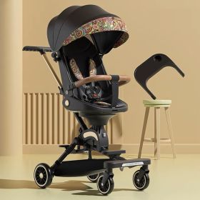 Can Sit And Lie Flat Two-way Folding Lightweight Shock-absorbing High-view Stroller (Option: K09 black)