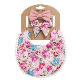 Newborn Baby Cute Floral Cotton Saliva Towel Headband Suit (Option: DP021 11)