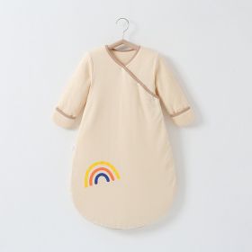 Anti-jump Thickening Of Baby Sleeping Bag In Autumn And Winter (Option: Khaki Rainbow Thickened-S)