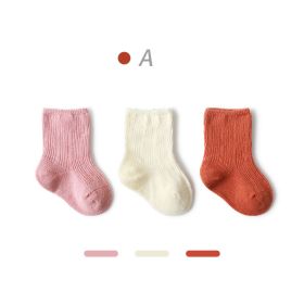 Baby  Autumn New Style Non-tight Leg Socks Pure Color (Option: Coral Group-L)