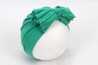 Baby Girls Headwrap Bowknot Cotton Cloth Turban Toddler Ear Hat Kids Head Cap Baby Hats (Color: green)