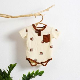 Baby Girl Cartoon Sheep Round-Collar Short-Sleeved Onesie Combo Hat In Summer (Color: brown, Size/Age: 66 (3-6M))