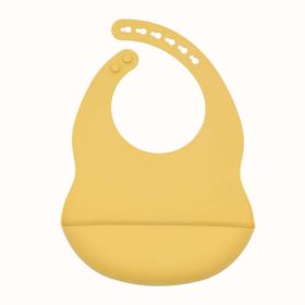 Baby Solid Color Food Grade Silicone Bibs (Color: yellow, Size/Age: Average Size (0-8Y))