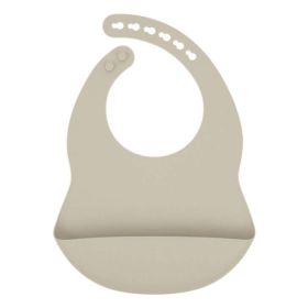 Baby Solid Color Food Grade Silicone Bibs (Color: Khaki, Size/Age: Average Size (0-8Y))