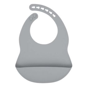 Baby Solid Color Food Grade Silicone Bibs (Color: Grey, Size/Age: Average Size (0-8Y))