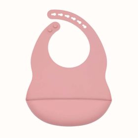 Baby Solid Color Food Grade Silicone Bibs (Color: pink, Size/Age: Average Size (0-8Y))