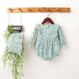 Baby Girl Floral Pattern Ruffle Sleeveless Or Long-Sleeved Design Newborn Summer Round Collar Onesies (style: Long-Sleeved, Size/Age: 90 (12-24M))