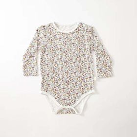 Baby Floral & Heart Pattern Soft Cotton Long Sleeved Onesies (Color: White, Size/Age: 80 (9-12M))